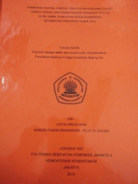 Gambaran Asupan,Paritas , Kepatuhan Konsumsi Tablet Darah, dan Pengetahuan Terhadap status HB Ibu Hamil di wilayah kerja Puskesmas Kecamatan Pancoran Tahun 2019