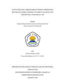 Status Gizi Berdasarkan Tingkat Pemenuhan Kecukupan Energi, Protein, Vitamin D, Kalsium, Dan Fosfor Pada Anak Kelas 5 SD.