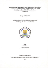 Profil Peresepan Obat Suportif pada Pasien Acute Lymphoblastic Leukemia (ALL) di Departemen Ilmu Kesehatan Anak Rumah Sakit Kepresidenan RSPAD Gatot Soebroto
Periode 2018