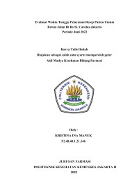 Evaluasi Waktu Tunggu Pelayanan Resep Pasien Umum Rawat Jalan Di Rs St. Carolus Jakarta Periode Juni 2022