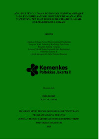 Image of ANALISIS PENGGUNAAN POTONGAN CORONAL OBLIQUE PADA PEMERIKSAAN MRI SHOULDER DENGAN KLINIS SUPRASPINATUS TEAR DI RSUD DR. CHASBULLAH ABDULMADJID KOTA BEKASI