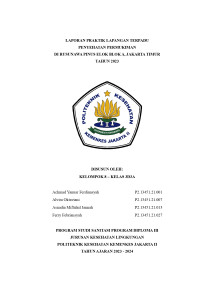 LAPORAN PRAKTIK LAPANGAN TERPADU SANITASI PERMUKIMAN DI RUSUNAWA PINUS ELOK BLOK A TAHUN AJARAN 2023/2024
