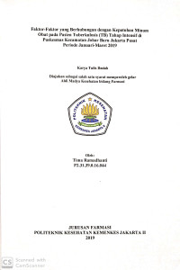 Faktor-Faktor yang Berhubungan dengan Kepatuhan Minum Obat pada Pasien Tuberkulosis (TB) Tahap Intensif di Puskesmas Kecamatan Johar Baru Jakarta Pusat Periode Januari-Maret 2019