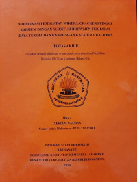 Modifikasi Pembuatan Wikers, Crackers Tinggi Kalsium Dengan Subsitusi Biji Wijen Terhadap Daya Terima Dan Kandungan Kalsium Crackers.