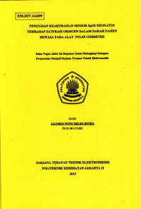 Pengujian Keakurasian Sensor  SpO2 Neonatus Terhadap  Saturasi Oksigen Dalam Darah Pasien Dewasa Pada Alat Pulse Oximeter