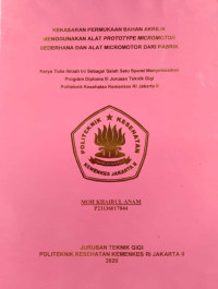 Kekasaran Permukaan Bahan Akrilik Menggunakan Alat Prototype Micromotor Sederhana dan Alat Micromotor Dari Pabrik