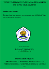 Teknik Pemeriksaan Lumbosa Cral dengan Klinis HNP di RSIJ Cempaka Putih