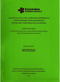Analisis Kualitas Citra Gambar Pada Pemeriksaan Cephalometri Di Instalasi Radiologi Rumah Sakit Syarif Hidayatullah Jakarta