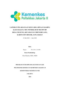 Laporan Pelaksanaan Keluarga Binaan (KABIN) Kasus Balita TB/U Pendek Di RT 002 RW 005 Desa Cijujung, Kecamatan Cibungbulang, Kabupaten Bogor, Jawa Barat