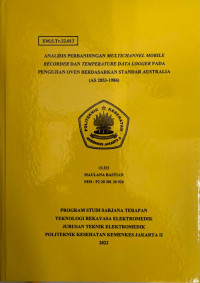 Analisis Perbandingan Multichannel Mobile Recorder Dan Temperature Data Logger Pada Pengujian Oven Berdasarkan Standar Australia (AS 2853-1986)