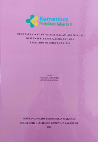 Penetapan Kadar Nitrat Dalam Air Minum Dispenser Tanpa Galon Secara Spektrofotometri UV-Vis