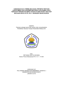 Hubungan Daya Terima Makanan, Persepsi Tentang Variasi Menu Dan Konsumsi Luar Rumah Sakit Terhadap Perubahan Berat Badan  Pasien Rawat Inap Diet   Makanan Biasa Di Rs  DR. H. MARZOEKI MAHDI Bogor