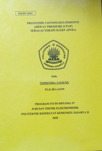 Prototipe Continuous Positive Airway Pressure Sebagai Terapi Sleep Apnea