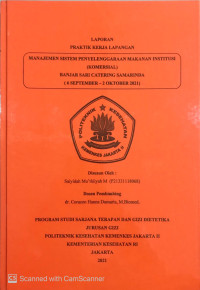 Image of Laporan Praktik Kerja Lapangan Manajemen Sistem Penyelenggaraan Makanan Institusi (Komersial) Banjar Sari Catering Samarinda ( 6 September – 2 Oktober 2021)