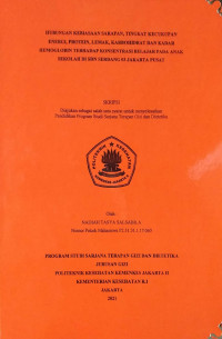 Hubungan Kebiasaan Sarapan, Tingkat Kecukupan Energi, Protein, Lemak, Karbohidrat, dan Kadar Hemoglobin Terhadap Konsentrasi Belajar pada Anak Sekolah di SDN Serdang 03 Jakarta Pusat