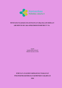 Image of PENETAPAN KADAR LOGAM MANGAN (Mn) DALAM SEDIAAN AIR MINUM SECARA SPEKTROFOTOMETRI UV-Vis