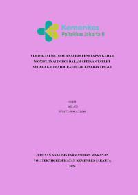 Image of VERIFIKASI METODE ANALISIS PENETAPAN KADAR MOXIFLOXACIN DALAM SEDIAAN TABLET SECARA KROMATOGRAFI CAIR KINERJA TINGGI