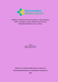 Image of VERIFIKASI  METODE PENETAPAN KADAR ZAT AKTIF TERLARUT  HASIL UJI  DISOLUSI  TABLET MOXIFLOXACIN SECARA  SPEKTROFOTOMETRI CAHAYA TAMPAK
