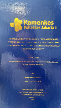 Image of Formulasi Brownies Crispy “Molabiub” dari tepung terigu, tepung mocaf dan tepung biji labu kuning sebagai alternatif pangan selingan Mengandung Serat”.