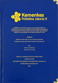 Image of PERBEDAAN PENGETAHUAN DAN KETERAMPILAN PENGELOLA MAKANAN SEBELUM DAN SESUDAH EDUKASI GIZI SEIMBANG UNTUK PENYUSUNAN MENU KELOMPOK REMAJA DI PONDOK PESANTREN QOTRUN NADA