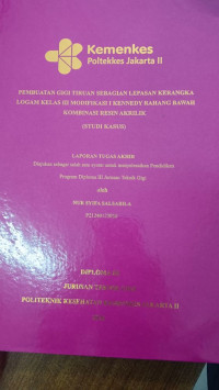 Image of PEMBUATAN GIGI TIRUAN SEBAGIAN LEPASAN KERANGKA LOGAM KELAS III MODIFIKASI I KENNEDY RAHANG BAWAH KOMBINASI RESIN AKRILIK