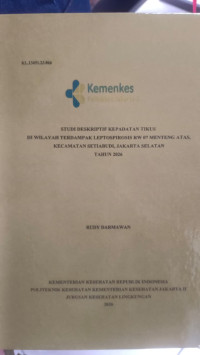 Image of STUDI DESKRIPTIF KEPADATAN TIKUS  DI WILAYAH TERDAMPAK LEPTOSPIROSIS RW 07 MENTENG ATAS,  KECAMATAN SETIABUDI, JAKARTA SELATAN  TAHUN 2026