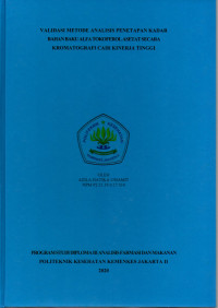 Validasi Metode Analisis Penetapan Kadar Bahan Baku Alfa Tokoferol Asetat Secara Kromatografi Cair Kinerja Tinggi