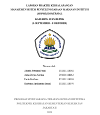 Laporan Praktik Kerja Lapangan (PKL) Manajemen Sistem Penyelenggaraan Makanan Institusi  (MSPMI) Komersial July Catering Depok Tahun 2021