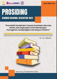 PROSIDING SEMINAR NASIONAL KESEHATAN 2022
“One Health: Pendekatan Terpadu Kesehatan Manusia, Hewan, dan Lingkungan untuk Membangun Pencegahan, Kesiapsiagaan, dan Respon Pandemi”