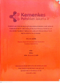 FORMULASI TEPUNG KACANG BOGOR DAN BUBUK JAHE MERAH TERHADAP MUTU ORGANOLEPTIK DAN TINGKAT KESUKAAN CRACKERS “KABOJA” SEBAGAI CAMILAN TINGGI SERAT DAN MENGANDUNG FLAVONOID