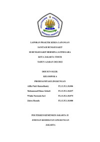 Laporan Praktik Kerja Lapangan (PKL) Sanitasi Rumah Sakit Hermina  Jatinegara, 25 Oktober - 6 November 2021